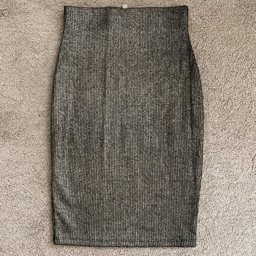 Lightly distressed bronze gold metallic skirt